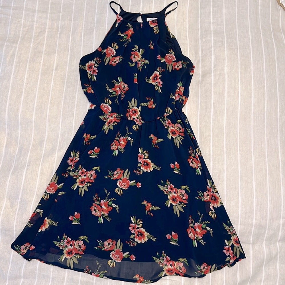 Blue Rain Halter Style Dress